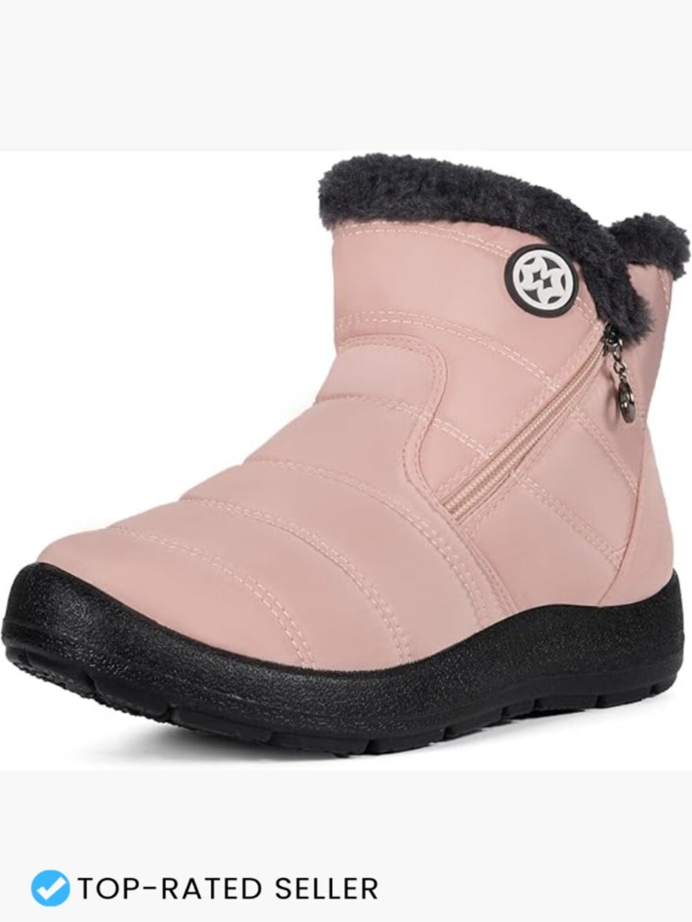 Womens Snow Boots Ankle Booties Warm Faux Fur Lined Winter Zip Flat Shoes